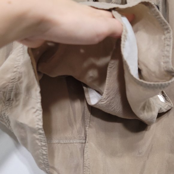 Jean Paul Barlin Tan Double Breasted Silky Neck Tie Long Sleeve Belted Jacket - Picture 9 of 13